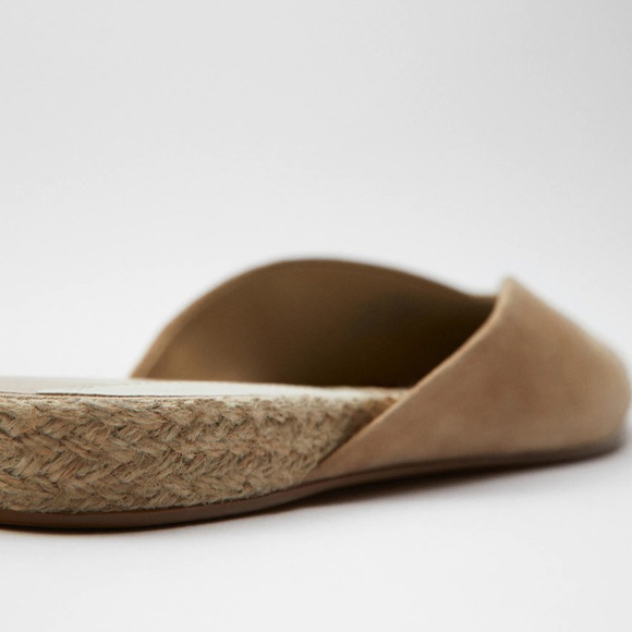 NEW Zara Jute Sole Flat Suede Mules - Picture 8 of 9
